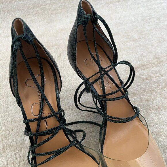 Jessica Simpson JP Hemmie Strappy Clear Pointed Toe High Heels 9 - Picture 7 of 10